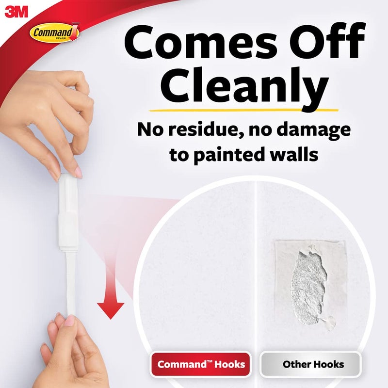 Command Command Self Adhesive Plastic Damage Free Wall Hooks 1 Large Hook and 2 Strips Holds 22kg White  - Image 4