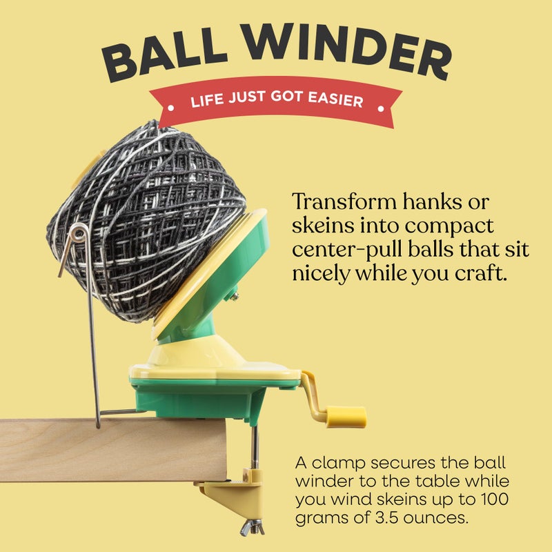 KnitPicks Knit Picks Yarn Ball Winder for Knitting and Crocheting (Yellow) - Image 2