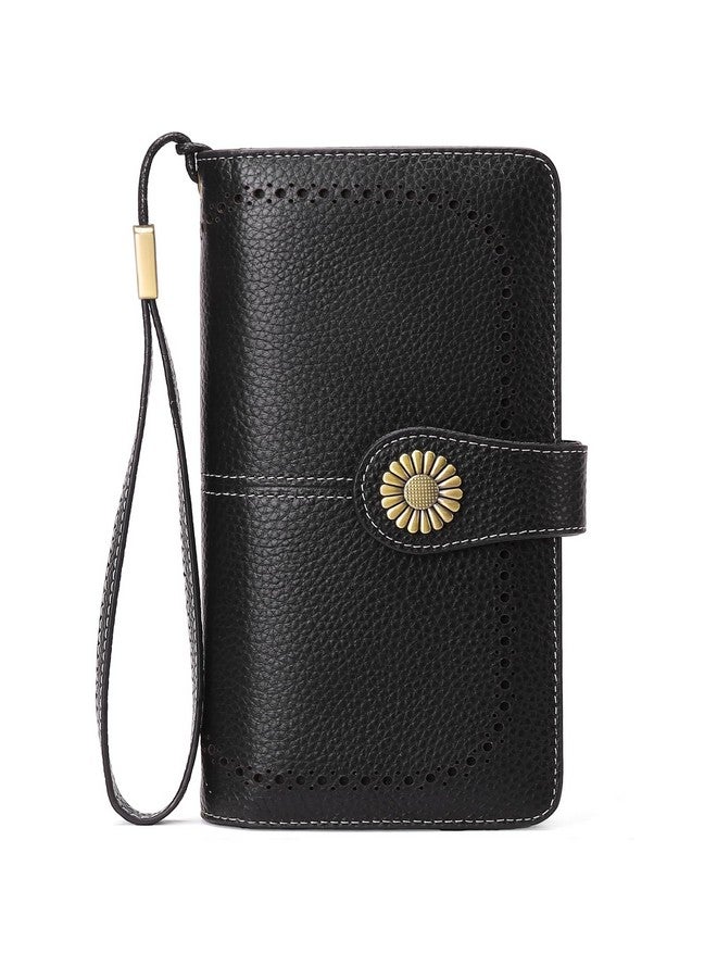 SENDEFN Wallets For Women Genuine Leather Credit Card Holder With Rfid Blocking Large Capacity Wristlet - Image 1