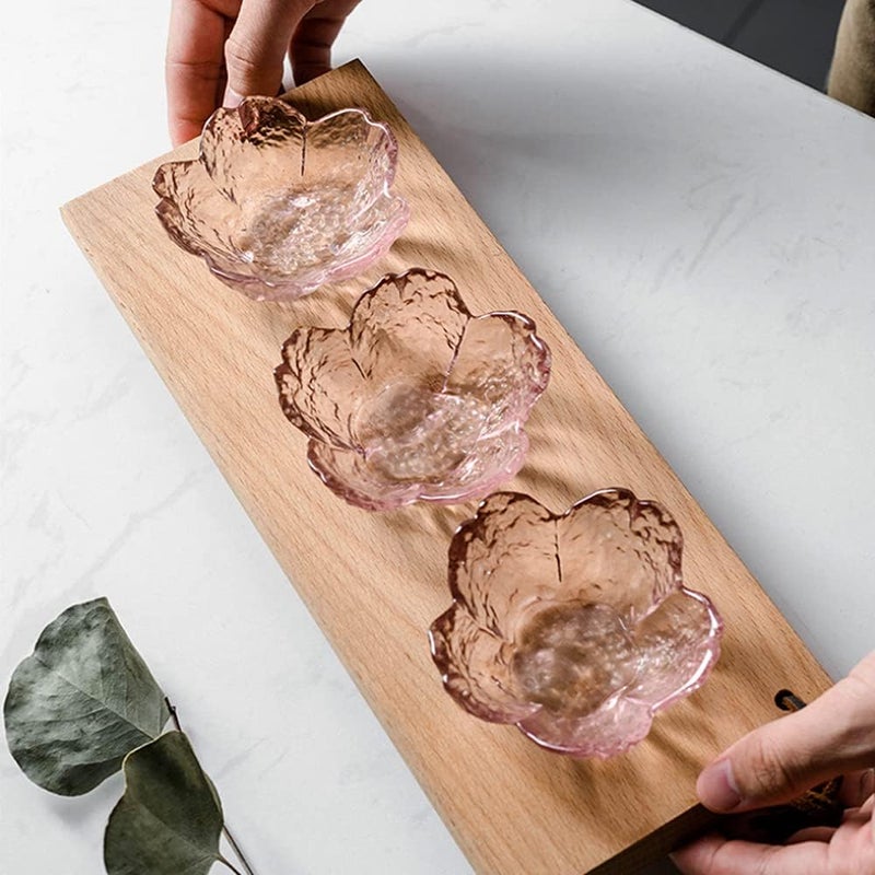 MengCat Glass Seasoning Dishes CherryBlossom Tea Bag HoldersPink Flower Snack Dip BowlsSakura Shaped Sushi Sauce Dishes Candle HoldersSet of 6 for Party HousewarmingChristmasValentine Mothers Day  - Image 2
