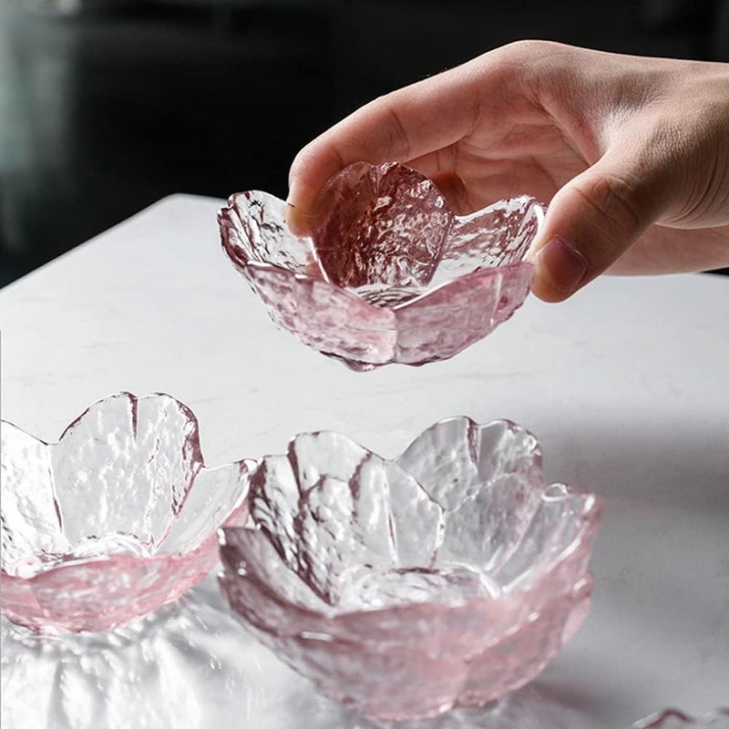 MengCat Glass Seasoning Dishes CherryBlossom Tea Bag HoldersPink Flower Snack Dip BowlsSakura Shaped Sushi Sauce Dishes Candle HoldersSet of 6 for Party HousewarmingChristmasValentine Mothers Day  - Image 3