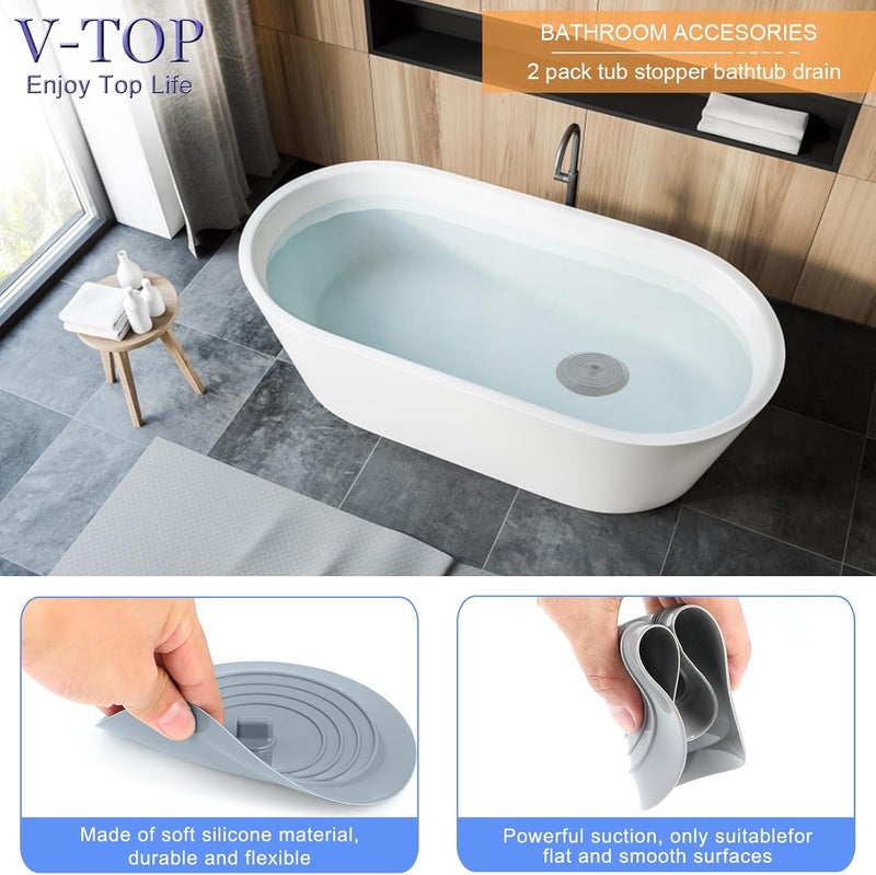 V-TOP Shower Drain Hair Catcher Tub Stopper, Drain Cover for Shower to Catcher Hair, Silicone Bathtub Drain Plug Suit for Bathroom Kitchen and Laundry, 4 Pack - Image 3