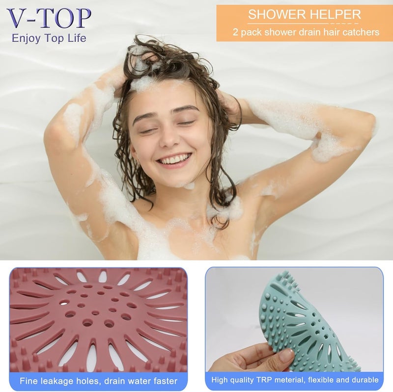 V-TOP Shower Drain Hair Catcher Tub Stopper, Drain Cover for Shower to Catcher Hair, Silicone Bathtub Drain Plug Suit for Bathroom Kitchen and Laundry, 4 Pack - Image 4