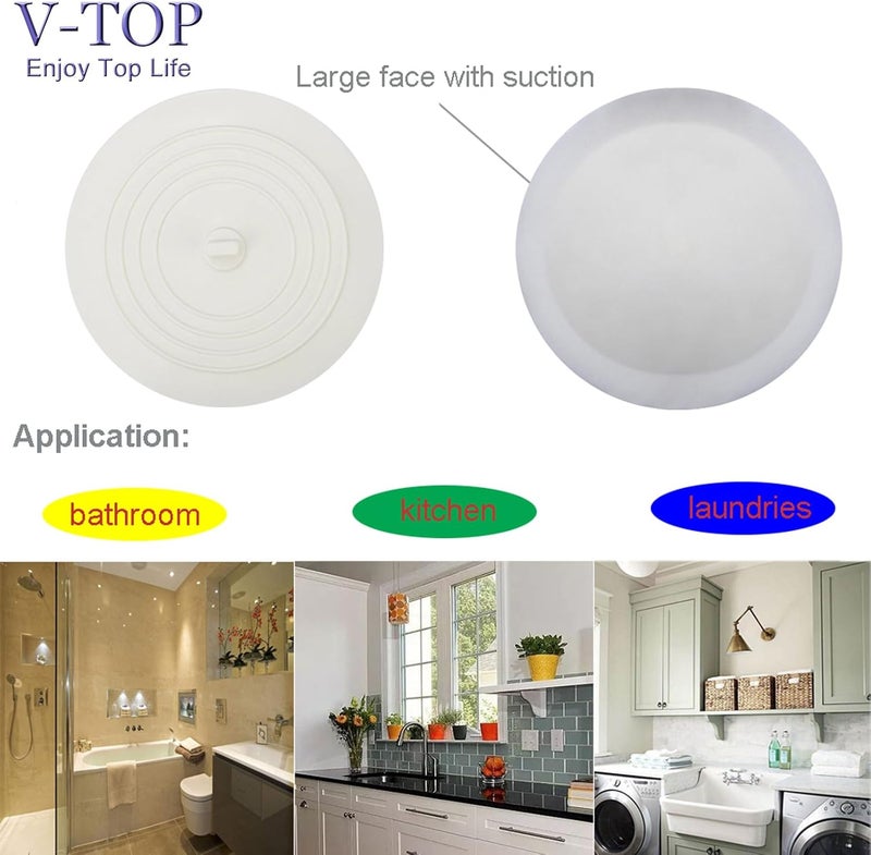 V-TOP Shower Drain Hair Catcher Tub Stopper, Drain Cover for Shower to Catcher Hair, Silicone Bathtub Drain Plug Suit for Bathroom Kitchen and Laundry, 4 Pack - Image 5
