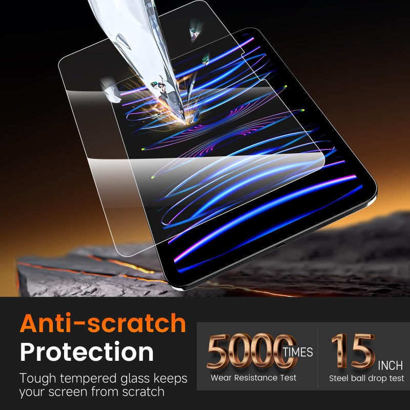 PandaShield 2 Pack for iPad Pro 12.9 inch 6th/5th/4th/3th Generation(2022/2021/2020/2018 Released)9H+Tempered Glass Screen Protector with Easy-Install[12FT Grade Shatterproof]Apple Pencil Compatible - Image 5