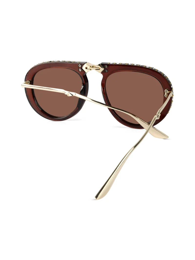 Woggles Red Pappy Crystara Brown Aviator Sunglasses