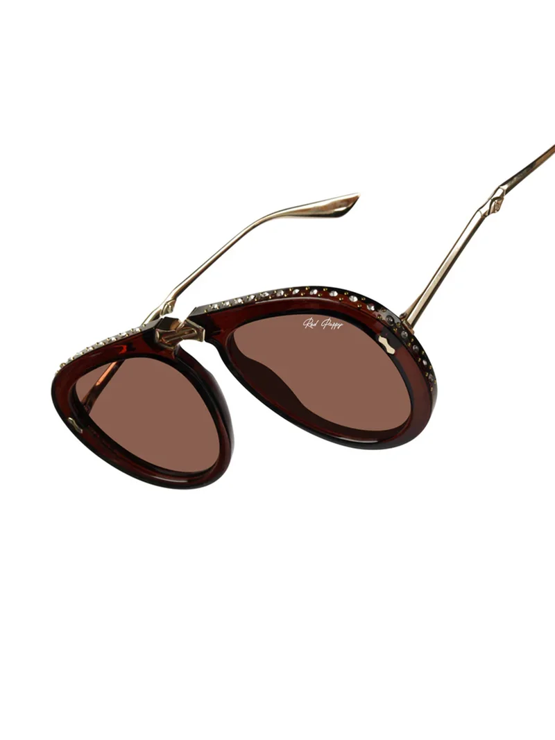 Woggles  Red Pappy Crystara Brown Aviator Sunglasses  | Best Price UAE