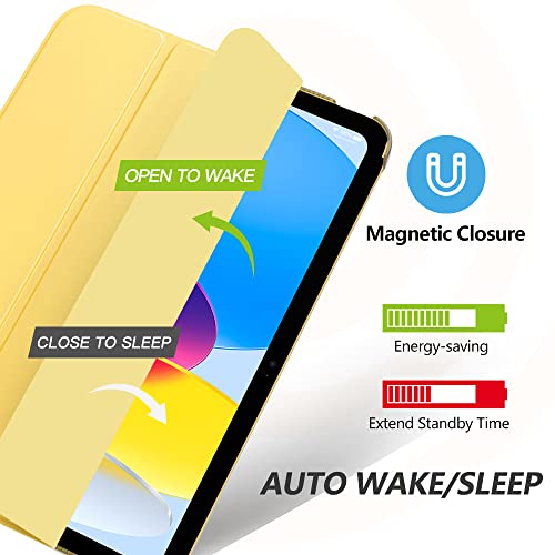 MoKo for iPad (A16) 11th Generation Case 11 Inch 2025, iPad 10th Generation Case 10.9 Inch 2022, Slim Stand Hard PC Translucent Back Shell Smart Cover, Support Touch ID, Auto Wake/Sleep,Light Yellow - Image 4