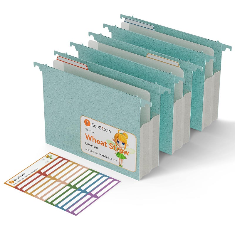 EcoStash Extra Capacity Hanging File Folders 315 Reinforced Wheat Straw Expanding Hanging Folder Letter Size Heavy Duty for Filing Cabinets File Organizer for Office HomeSky Blue3 Packs - Image 2