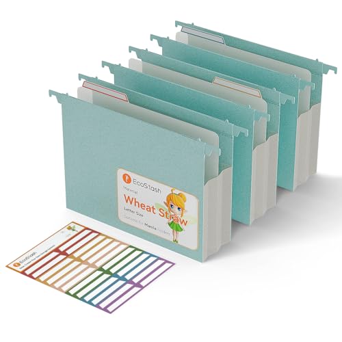 EcoStash Extra Capacity Hanging File Folders 315 Reinforced Wheat Straw Expanding Hanging Folder Letter Size Heavy Duty for Filing Cabinets File Organizer for Office HomeSky Blue3 Packs - Image 1