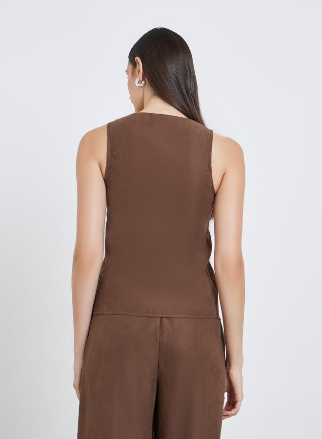 Styli Texture Buttoned Sleeveless Top - Image 4