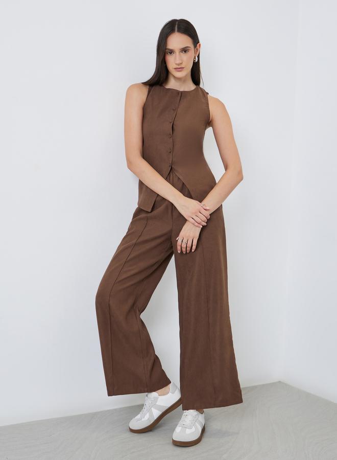 Styli Texture Buttoned Sleeveless Top - Image 2