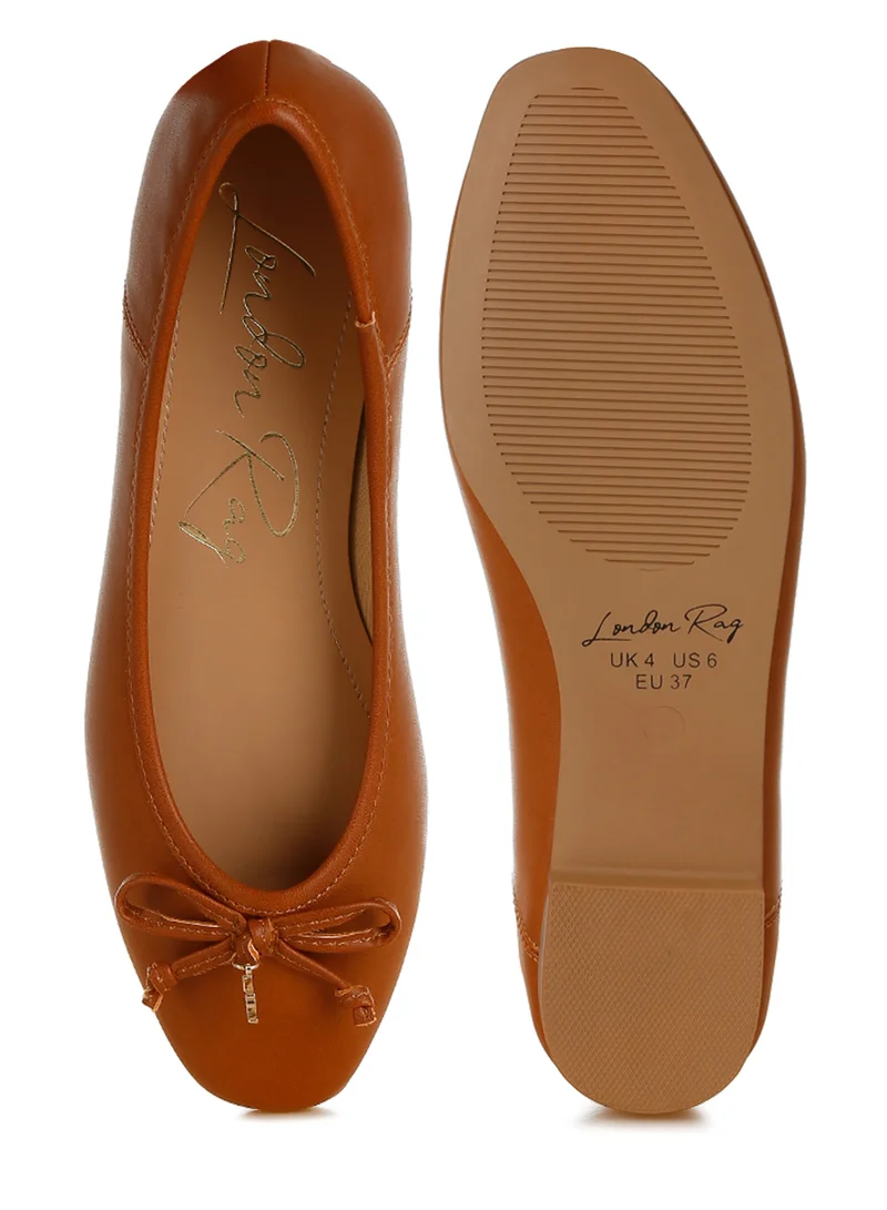 London Rag Faux Leather Casual Ballerinas in Tan