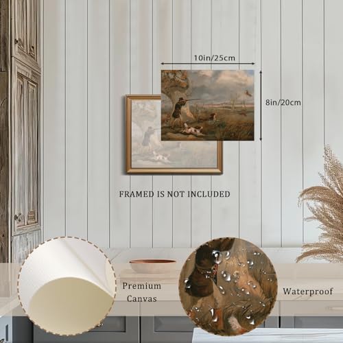 XOCUUI Vintage Wall Art, Hunter And Dog Hunting Canvas Decor, Wildlife Hunter Scene, Classical Fall Countryside Hunting Oil Painting for Living Room Study Office 8x10 Inch Unframed - Image 2