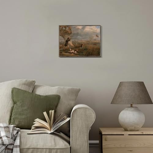 XOCUUI Vintage Wall Art, Hunter And Dog Hunting Canvas Decor, Wildlife Hunter Scene, Classical Fall Countryside Hunting Oil Painting for Living Room Study Office 8x10 Inch Unframed - Image 4