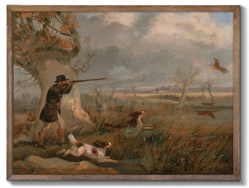 XOCUUI Vintage Wall Art, Hunter And Dog Hunting Canvas Decor, Wildlife Hunter Scene, Classical Fall Countryside Hunting Oil Painting for Living Room Study Office 8x10 Inch Unframed - Image 1