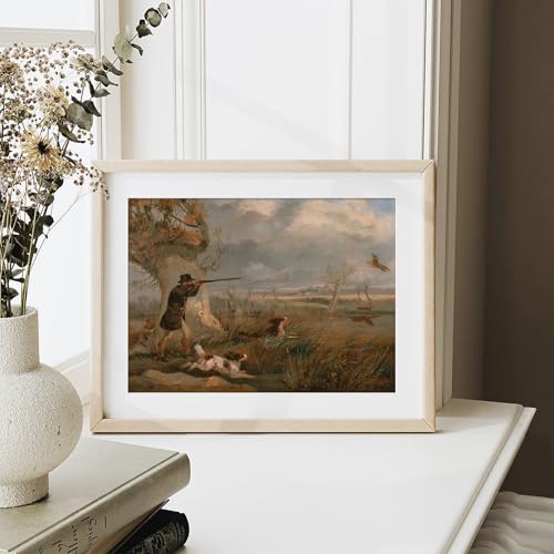 XOCUUI Vintage Wall Art, Hunter And Dog Hunting Canvas Decor, Wildlife Hunter Scene, Classical Fall Countryside Hunting Oil Painting for Living Room Study Office 8x10 Inch Unframed - Image 3