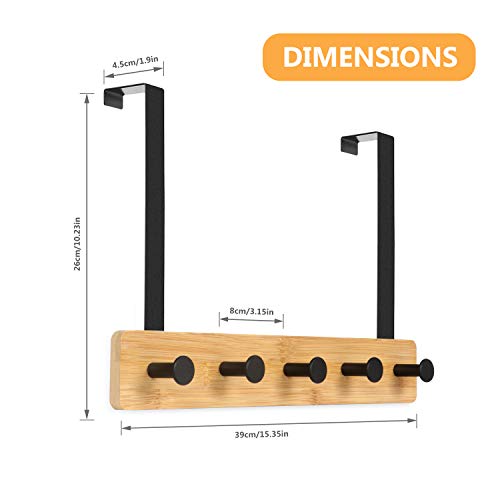 JSVER Wooden Over The Door Hooks 5 Hooks Door Hanger, Sturdy Heavy Duty Coat Rack for Bag, Coat, Towel, Hat, Robes, Scarves, Bedroom, Closet, Bathroom - Image 3