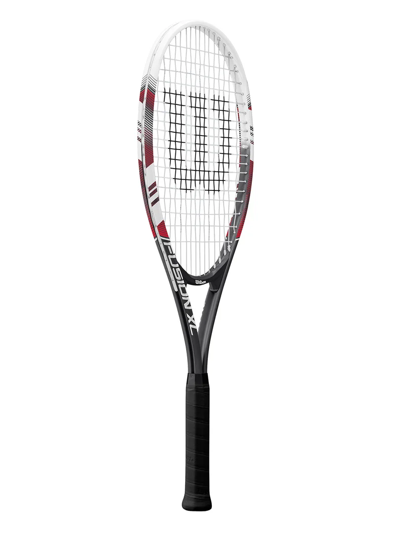 Wilson Fusion Xl Tennis Racket, Head 112, 16x19, Adults, Beginners - White/ Red/ Black