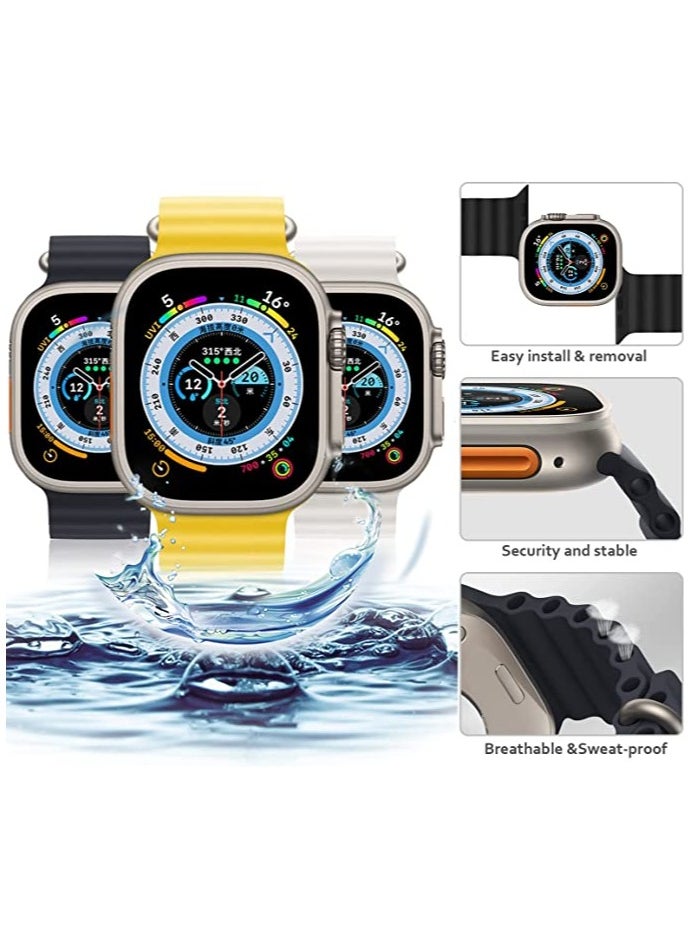 Generic - (Pack of 4) Ocean Watch Band Silicon Band for Apple Watch Ultra 1/2 49mm 46mm 45mm 44mm 42mm, Silicone Sport Strap Compatible with iwatch Series 10 9 8 7 6 5 4 3 2 1 SE - Image 1