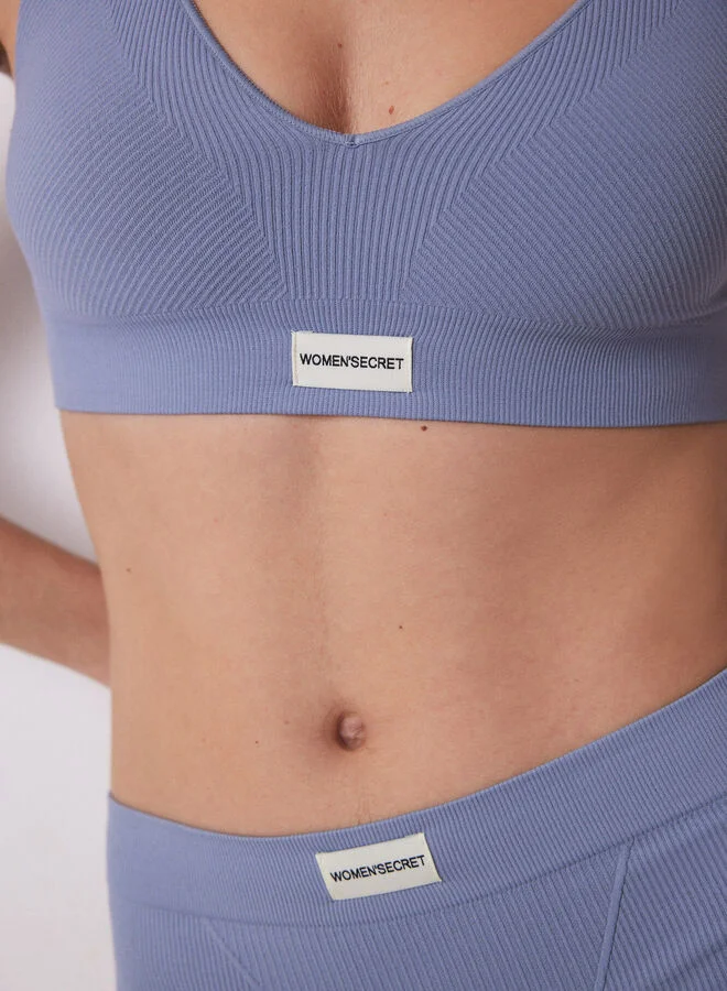 women'secret Blue seamless ribbed top