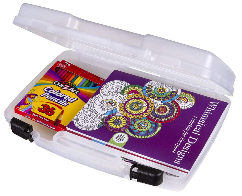 ArtBin 8017AB 17 inch Quick View Carrying Case, Portable Art & Craft Organizer with Handle, [1] Plastic Storage Case, Translucent - Image 1