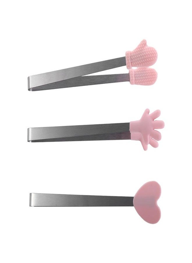 Kopida 3 Pcs Cute Silicone Mini Tongs, Kids Tongs Cooking Tongs, Kitchen Gadgets, BBQ Bread Ice Cube Clip for Home - Image 1