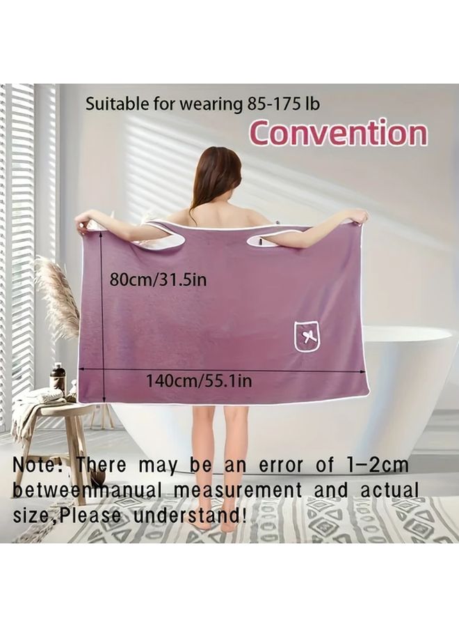 Quick Dry Bathrobe For Women Khaki Color Thick Absorbent Lightweight Travel Spa Robe - Image 4