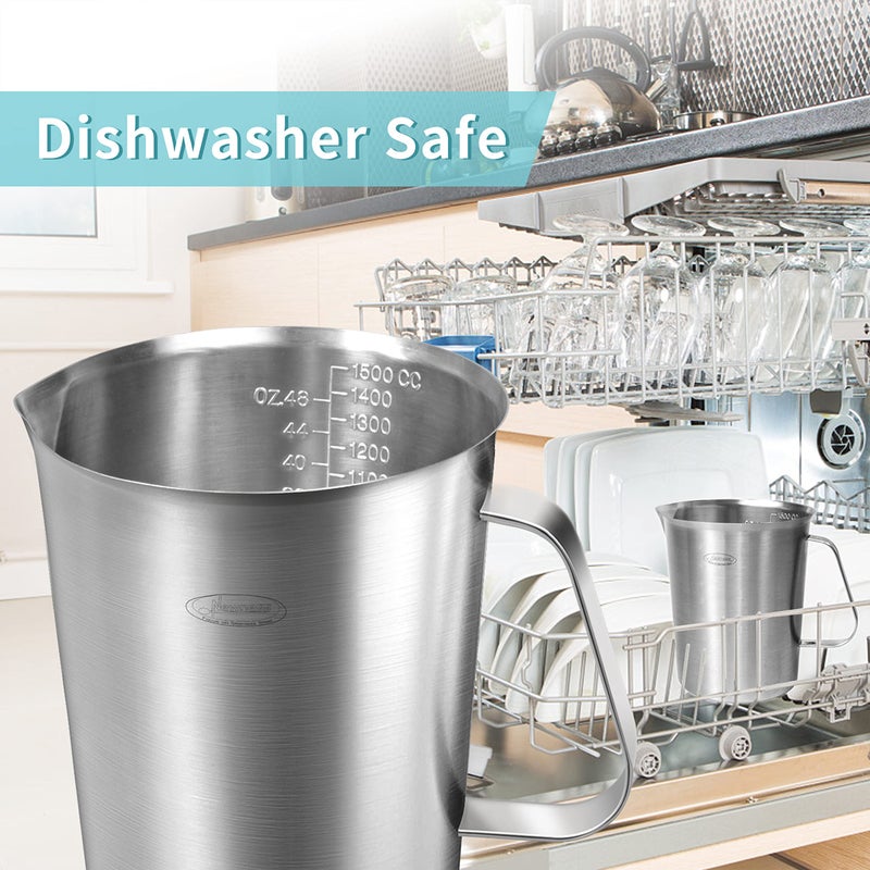 Newness Measuring Cup, [Upgraded, 3 Measurement Scales, Including Cup Scale, ML Scale, Ounce Scale], Newness Stainless Steel Measuring Cup with Marking with Handle, 48 Ounces (1.5 Liter, 6 Cup) - Image 5