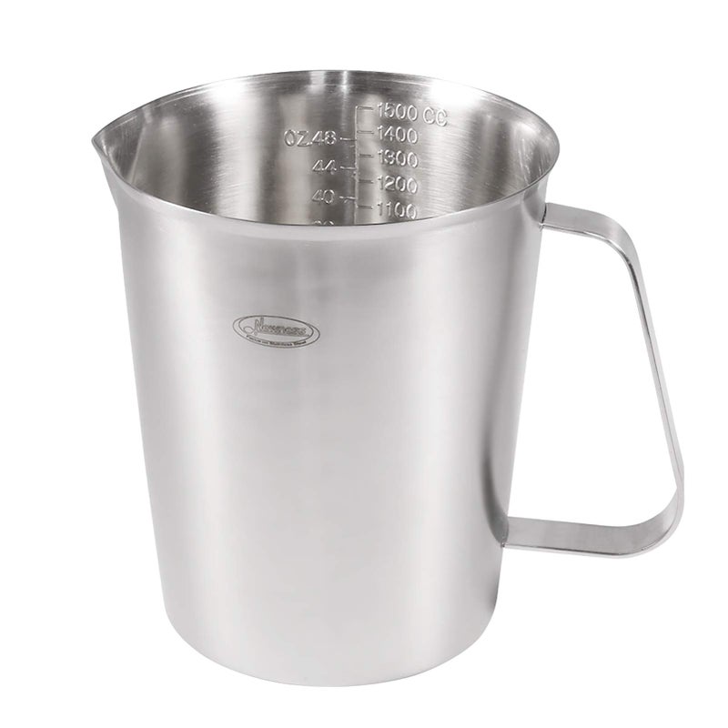 Newness Measuring Cup, [Upgraded, 3 Measurement Scales, Including Cup Scale, ML Scale, Ounce Scale], Newness Stainless Steel Measuring Cup with Marking with Handle, 48 Ounces (1.5 Liter, 6 Cup) - Image 1
