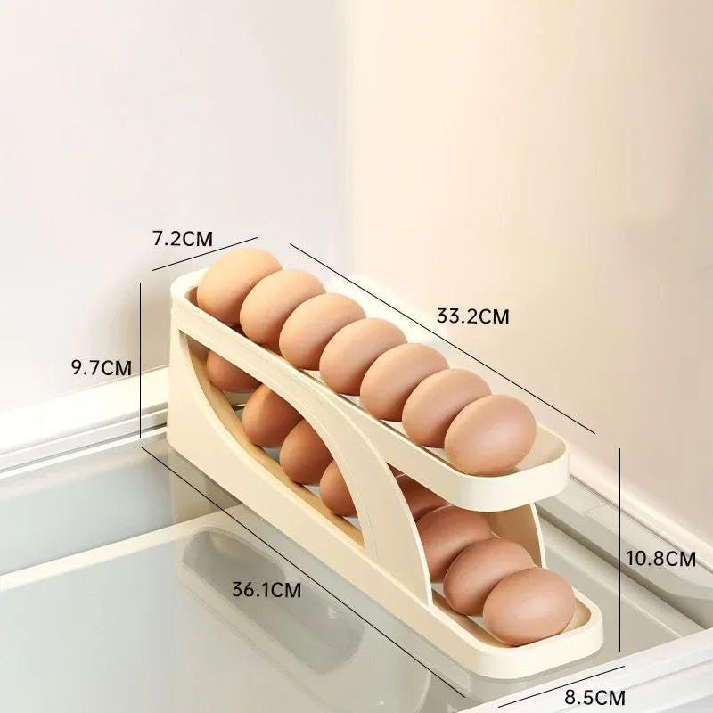 Rotating Egg Holder for Refrigerator - Automatic Egg Rolling Storage Container, 2 Layer Detachable Egg Dispenser, Space Saving Egg Tray for Refrigerator, Countertop, Cabinet (1) - Image 4