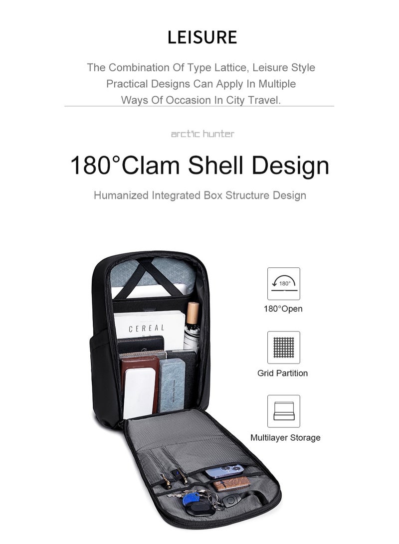 أركتيك هانتر شنطة ظهر لاب توب مقاومة للماء للجنسين 15.6 بوصة من البوليستر حقيبة كتف للسفر حقيبة ظهر للرجال والنساء اركتيك هانتر B00559 - اسود - Image 5