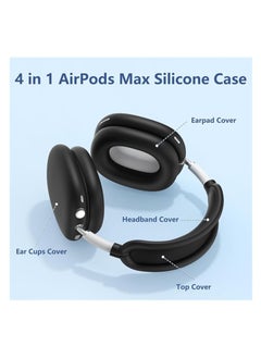 Generic 4 in-1 Clear Silicone Case Cover for AirPods Max Black  - Image 4