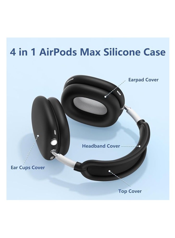 4 in-1 Clear Silicone Case Cover for AirPods Max Black  - Image 4
