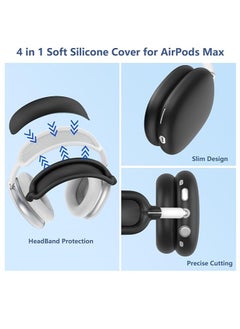 Generic 4 in-1 Clear Silicone Case Cover for AirPods Max Black  - Image 5
