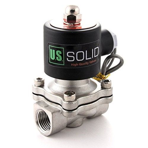 U.S. Solid 1/2" Stainless Steel Electric Solenoid Valve 24V DC N.C. VITON Water Air Fuel - Image 1