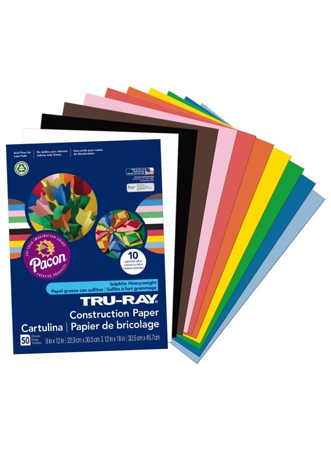 TRU-RAY ورق بناء ثقيل الوزن من Tru-Ray  مختلط قياسي  9  × 12  50 ورقة - Image 1