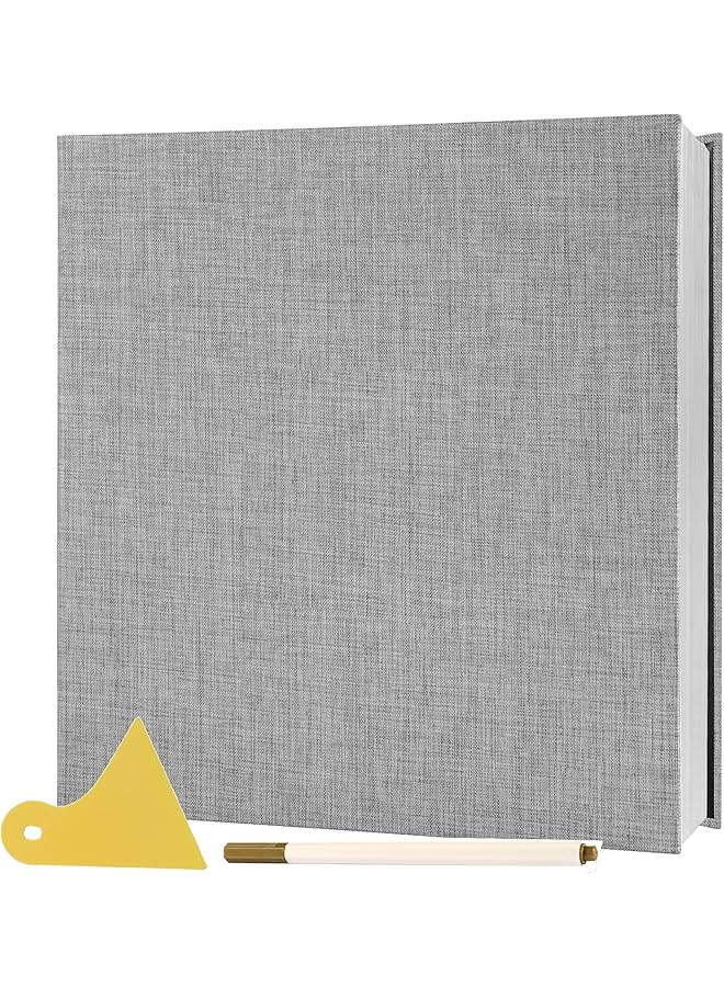 The Bros Photo Album Self Adhesive Scrapbook Album for 4x6 5x7 8x10 Pictures DIY Photo Book, 20Sheets 40 Pages Linen Cover DIY Scrap Book Birthday Gifts for Women Mom,Wedding Family Travel (Grey) - Image 1