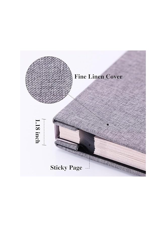 The Bros Photo Album Self Adhesive Scrapbook Album for 4x6 5x7 8x10 Pictures DIY Photo Book, 20Sheets 40 Pages Linen Cover DIY Scrap Book Birthday Gifts for Women Mom,Wedding Family Travel (Grey) - Image 4
