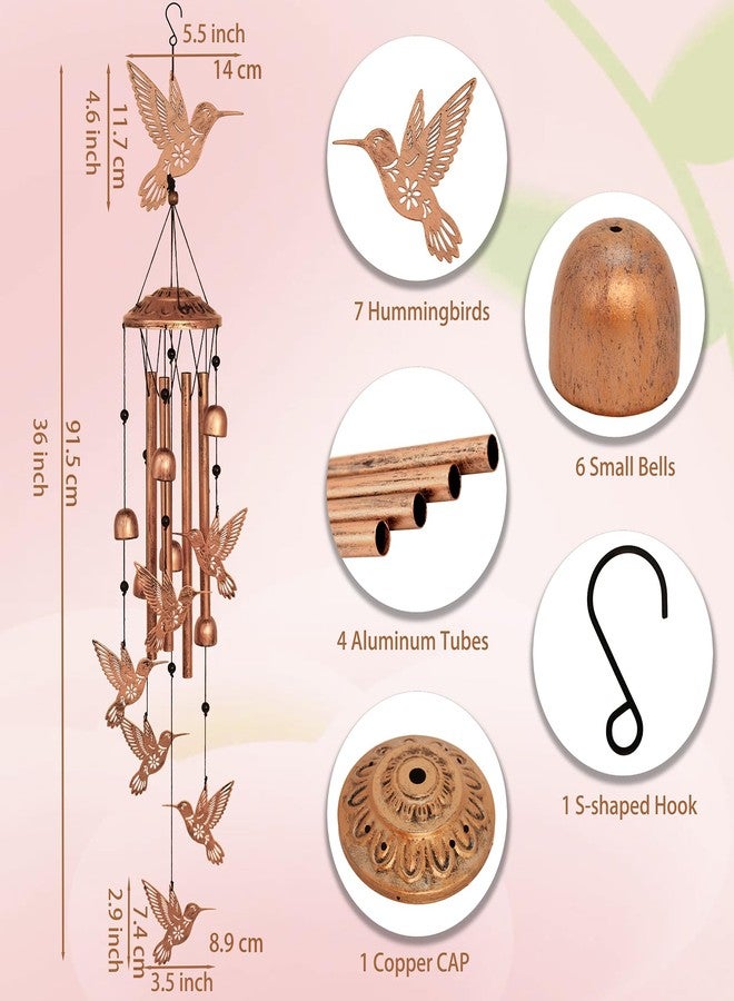 GDNSFIT Hummingbird Wind Chimes for Outside,39" Metal Windchimes,Hummingbird Gifts for Women/Men,Wind Chime Garden Decor Outdoor,Memorial/Housewarming/Birthday/Festival Gifts,Front Yard Decor - Image 3
