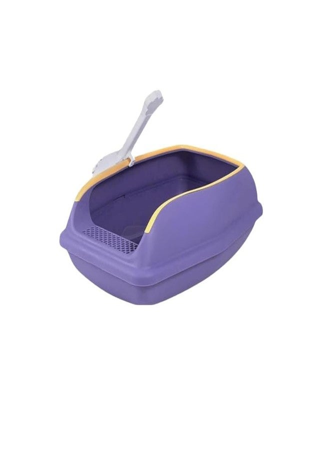 KittuPet Semi-Enclosed Cat Litter Box Extra Large Splash-Proof Cat Toilet Cat Pet Supplies Free Cat Litter Shovel, 1 pcs Purple Color Especially Designed for Small Breed Puppy Kitten - Image 1