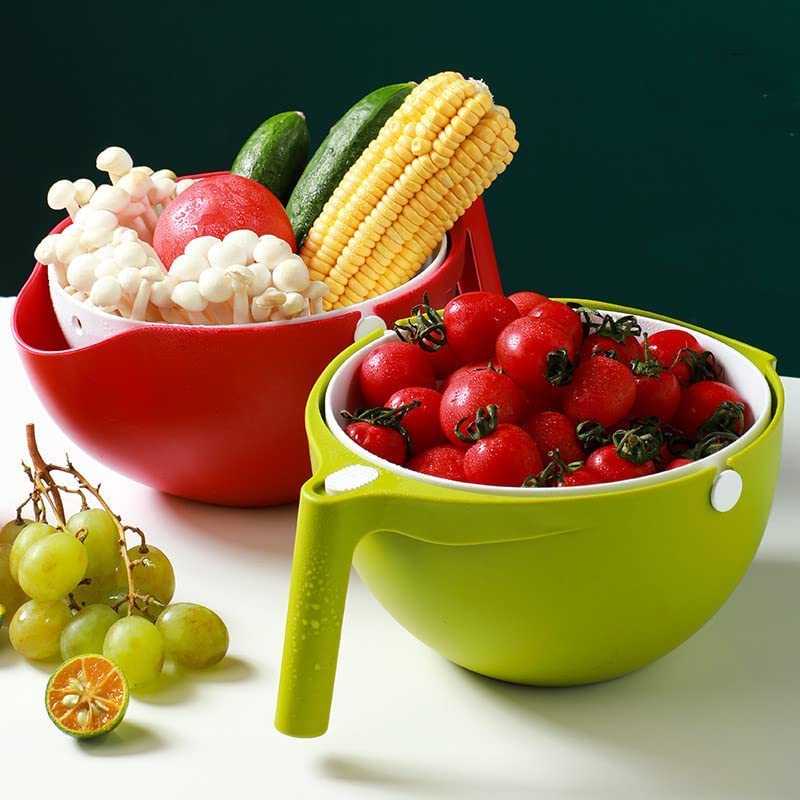 NETXE Multifunctional Washing Vegetables and Fruit Draining Basket Strainer Fruit Basket for Dining Table Drain Basket Made in India Multi Colour - Image 3