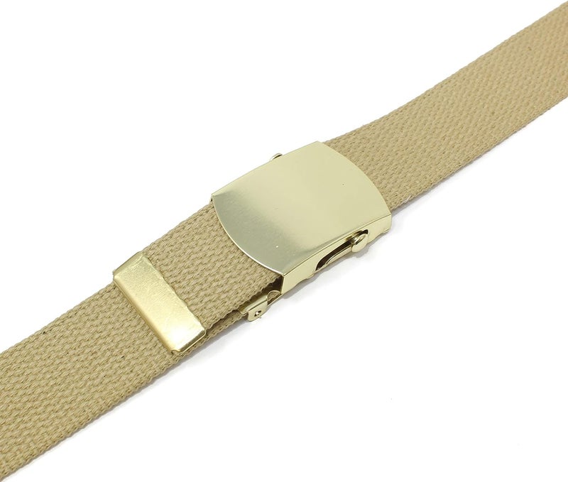 BC Belts Canvas Web Belt Military Style with Brass Buckle and Tip 54" Long Many Colors - Image 5