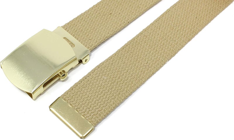 BC Belts Canvas Web Belt Military Style with Brass Buckle and Tip 54" Long Many Colors - Image 4