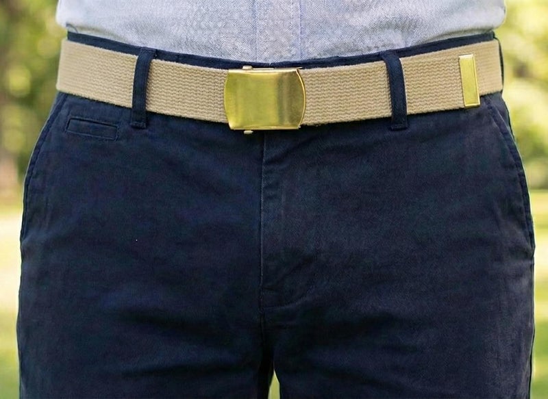 BC Belts Canvas Web Belt Military Style with Brass Buckle and Tip 54" Long Many Colors - Image 2