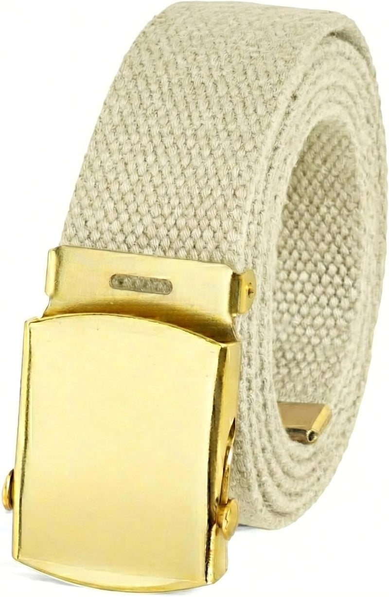 BC Belts Canvas Web Belt Military Style with Brass Buckle and Tip 54" Long Many Colors - Image 1