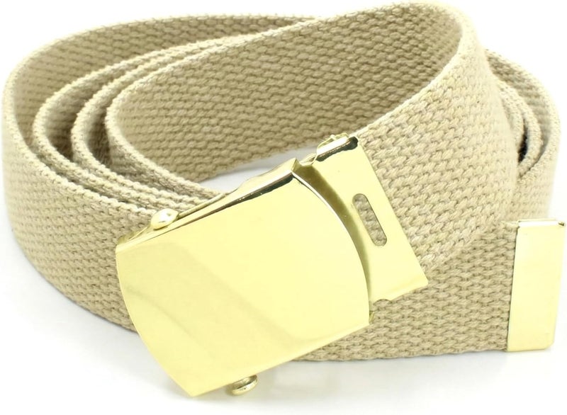 BC Belts Canvas Web Belt Military Style with Brass Buckle and Tip 54" Long Many Colors - Image 3
