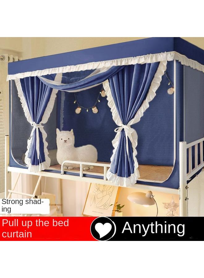 Bluejw Student Dormitory Mosquito Net Closed Full Shading Bed Curtain Integrated Bedroom Single Upper And Lower Bent Universal Super Thick Bed Curtain - Image 1