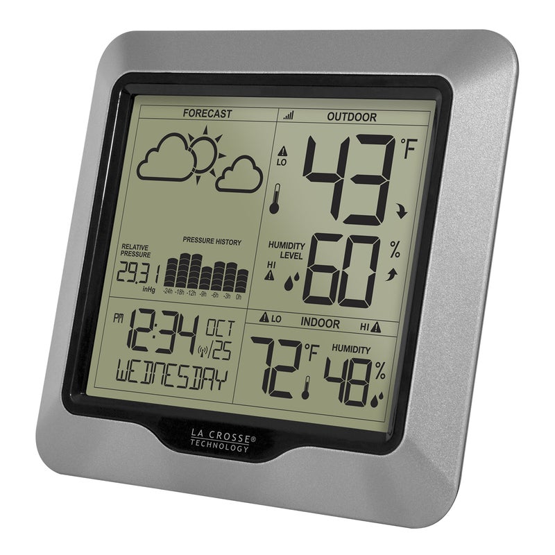 La Crosse Technology Advanced Wireless Weather Station: Dynamic Icons, Barometric Pressure, Atomic Time, Temperature/Humidity Gauge, Recording, Stylish Display, Fast Reception & Long Range (330 Feet) - Image 4