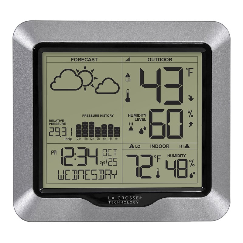 La Crosse Technology Advanced Wireless Weather Station: Dynamic Icons, Barometric Pressure, Atomic Time, Temperature/Humidity Gauge, Recording, Stylish Display, Fast Reception & Long Range (330 Feet) - Image 1